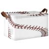 ALAZA Cute Liner Baseball White Rectangular Closet Storage Box Storage Bin Basket Storage Cube with Leather Handles Nursery Storage Laundry Hamper 2 Piece view 1