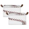 ALAZA Cute Liner Baseball White Rectangular Closet Storage Box Storage Bin Basket Storage Cube with Leather Handles Nursery Storage Laundry Hamper 2 Piece view 2