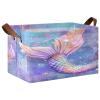 ALAZA 3D Mermaid Starfish Rectangular Closet Storage Box Storage Bin Basket Storage Cube with Leather Handles Nursery Storage Laundry Hamper 2 Piece view 1
