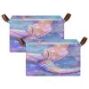 ALAZA 3D Mermaid Starfish Rectangular Closet Storage Box Storage Bin Basket Storage Cube with Leather Handles Nursery Storage Laundry Hamper 2 Piece view 2