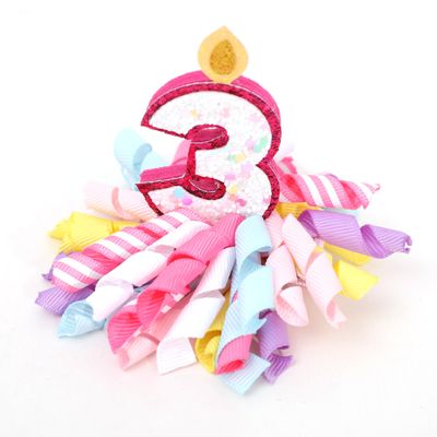 3rd Birthday Korker Hair Bow - 3rd Birthday Candle Number Hair Accessories, Third Birthday Girl Hair Clips, 3rd birthday Hair Bow