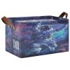 ALAZA Astronaut Galaxy Space Basketball Rectangular Closet Storage Box Storage Bin Basket Storage Cube with Leather Handles Nursery Storage Laundry Hamper 2 Piece view 1