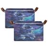 ALAZA Astronaut Galaxy Space Basketball Rectangular Closet Storage Box Storage Bin Basket Storage Cube with Leather Handles Nursery Storage Laundry Hamper 2 Piece view 2