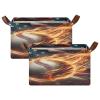 ALAZA American Flag Fire Baseball Rectangular Closet Storage Box Storage Bin Basket Storage Cube with Leather Handles Nursery Storage Laundry Hamper 2 Piece view 2