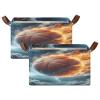 ALAZA Basketball Thunder Cloud Rectangular Closet Storage Box Storage Bin Basket Storage Cube with Leather Handles Nursery Storage Laundry Hamper 2 Piece view 2