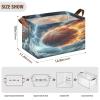 ALAZA Basketball Thunder Cloud Rectangular Closet Storage Box Storage Bin Basket Storage Cube with Leather Handles Nursery Storage Laundry Hamper 2 Piece view 3