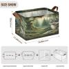 ALAZA Fantasy Landscape Wolf Rectangular Closet Storage Box Storage Bin Basket Storage Cube with Leather Handles Nursery Storage Laundry Hamper 2 Piece view 3