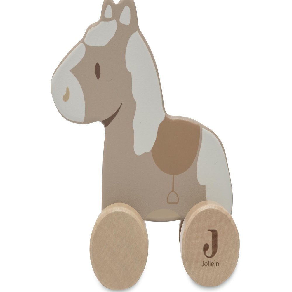 Jollein 112-001-67103 Wooden Toy with Wheels, Horse