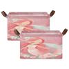 ALAZA Beautiful Mermaid Blossom Rectangular Closet Storage Box Storage Bin Basket Storage Cube with Leather Handles Nursery Storage Laundry Hamper 2 Piece view 2