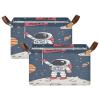 ALAZA Astronaut Galaxy Solar System Space Universe Rectangular Closet Storage Box Storage Bin Basket Storage Cube with Leather Handles Nursery Storage Laundry Hamper 2 Piece view 2