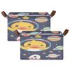ALAZA Cartoon Duck Planet Solar System Universe Rectangular Closet Storage Box Storage Bin Basket Storage Cube with Leather Handles Nursery Storage Laundry Hamper 2 Piece view 2