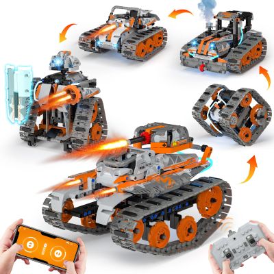 5in1 STEM Building Toys for Kids 6-14, Remote & APP Controlled Mech Robots/Heavy Tanks/Tracked Racer STEM Building Kit for Kid Science Learning, 552 Pcs DIY Erector Sets Gifts for Boys & Girls