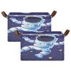 ALAZA Nebula Galaxy Astronaut Solar System Space Rectangular Closet Storage Box Storage Bin Basket Storage Cube with Leather Handles Nursery Storage Laundry Hamper 2 Piece view 2