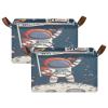 ALAZA Cartoon Hello World Astronaut Solar System Planet Rectangular Closet Storage Box Storage Bin Basket Storage Cube with Leather Handles Nursery Storage Laundry Hamper 2 Piece view 2