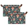 ALAZA Red Mushroom Rectangular Closet Storage Box Storage Bin Basket Storage Cube with Leather Handles Nursery Storage Laundry Hamper 2 Piece view 2