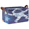ALAZA Cartoon Stylish Astronaut Solar System Planet Universe Rectangular Closet Storage Box Storage Bin Basket Storage Cube with Leather Handles Nursery Storage Laundry Hamper 2 Piece view 1