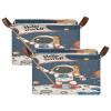 ALAZA Astronaut Solar System Universe Space Planet Rectangular Closet Storage Box Storage Bin Basket Storage Cube with Leather Handles Nursery Storage Laundry Hamper 2 Piece view 2