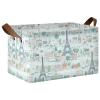 ALAZA Cartoon Eiffel Tower Castle Rectangular Closet Storage Box Storage Bin Basket Storage Cube with Leather Handles Nursery Storage Laundry Hamper 2 Piece view 1