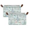 ALAZA Cartoon Eiffel Tower Castle Rectangular Closet Storage Box Storage Bin Basket Storage Cube with Leather Handles Nursery Storage Laundry Hamper 2 Piece view 2