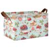 ALAZA Cake Strawberry Fruit Rectangular Closet Storage Box Storage Bin Basket Storage Cube with Leather Handles Nursery Storage Laundry Hamper 2 Piece view 1