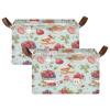 ALAZA Cake Strawberry Fruit Rectangular Closet Storage Box Storage Bin Basket Storage Cube with Leather Handles Nursery Storage Laundry Hamper 2 Piece view 2