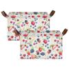 ALAZA Blueberry Fruit Strawberry Rectangular Closet Storage Box Storage Bin Basket Storage Cube with Leather Handles Nursery Storage Laundry Hamper 2 Piece view 2