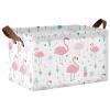 ALAZA Polka Dot Flamingo Bird Rectangular Closet Storage Box Storage Bin Basket Storage Cube with Leather Handles Nursery Storage Laundry Hamper 2 Piece view 1