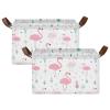 ALAZA Polka Dot Flamingo Bird Rectangular Closet Storage Box Storage Bin Basket Storage Cube with Leather Handles Nursery Storage Laundry Hamper 2 Piece view 2