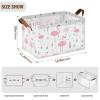 ALAZA Polka Dot Flamingo Bird Rectangular Closet Storage Box Storage Bin Basket Storage Cube with Leather Handles Nursery Storage Laundry Hamper 2 Piece view 3