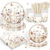 120 PCS Wildflower Party Decorations Birthday Party Supplies Including Plates, Cups, Napkins, Tableware for Wildflower Decorations, 20 Servings view 1