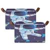 ALAZA Astronaut Planet Starry Solar System Universe Rectangular Closet Storage Box Storage Bin Basket Storage Cube with Leather Handles Nursery Storage Laundry Hamper 2 Piece view 2