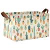 ALAZA Cute Cactus Rectangular Closet Storage Box Storage Bin Basket Storage Cube with Leather Handles Nursery Storage Laundry Hamper 2 Piece view 1