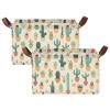 ALAZA Cute Cactus Rectangular Closet Storage Box Storage Bin Basket Storage Cube with Leather Handles Nursery Storage Laundry Hamper 2 Piece view 2