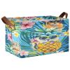 ALAZA Floral Palm Pineapple Capybara Rectangular Closet Storage Box Storage Bin Basket Storage Cube with Leather Handles Nursery Storage Laundry Hamper 2 Piece view 1
