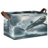 ALAZA Shark Thunderstorm Ocean Cloud Rectangular Closet Storage Box Storage Bin Basket Storage Cube with Leather Handles Nursery Storage Laundry Hamper 2 Piece view 1