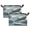 ALAZA Shark Thunderstorm Ocean Cloud Rectangular Closet Storage Box Storage Bin Basket Storage Cube with Leather Handles Nursery Storage Laundry Hamper 2 Piece view 2