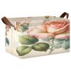 ALAZA European Rose Flower Butterfly Rectangular Closet Storage Box Storage Bin Basket Storage Cube with Leather Handles Nursery Storage Laundry Hamper 2 Piece view 1