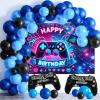 112PCS Video Game Birthday Party Decorations Set for Boy Gamer Party Favors Decor Happy Birthday Gaming Banner Backdrop Tablecloth Blue Balloons Arch Kit Cake Toppers Centerpiece Teen Men Supplies view 2