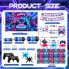 112PCS Video Game Birthday Party Decorations Set for Boy Gamer Party Favors Decor Happy Birthday Gaming Banner Backdrop Tablecloth Blue Balloons Arch Kit Cake Toppers Centerpiece Teen Men Supplies view 3