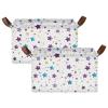 ALAZA Blue Star Rectangular Closet Storage Box Storage Bin Basket Storage Cube with Leather Handles Nursery Storage Laundry Hamper 2 Piece view 2