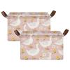 ALAZA Cute Goose with Flower Floral Rectangular Closet Storage Box Storage Bin Basket Storage Cube with Leather Handles Nursery Storage Laundry Hamper 2 Piece view 2