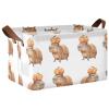 ALAZA Capybara with Orange Rectangular Closet Storage Box Storage Bin Basket Storage Cube with Leather Handles Nursery Storage Laundry Hamper 2 Piece view 1