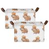 ALAZA Capybara with Orange Rectangular Closet Storage Box Storage Bin Basket Storage Cube with Leather Handles Nursery Storage Laundry Hamper 2 Piece view 2