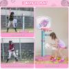 3 in 1 Basketball Hoop and Tee Ball Set for Girls: Baseball Tee with Automatic Pitching Machine Adjustable Height Outdoor and Indoor Sports Toys Christmas Birthday Gift for Kids Age 1-8 Year Old Pink view 2