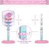 3 in 1 Basketball Hoop and Tee Ball Set for Girls: Baseball Tee with Automatic Pitching Machine Adjustable Height Outdoor and Indoor Sports Toys Christmas Birthday Gift for Kids Age 1-8 Year Old Pink view 4