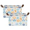 ALAZA Beautiful Seashell Leaf Blossom Rectangular Closet Storage Box Storage Bin Basket Storage Cube with Leather Handles Nursery Storage Laundry Hamper 2 Piece view 2