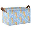 ALAZA Seahorse Cartoon Blue Rectangular Closet Storage Box Storage Bin Basket Storage Cube with Leather Handles Nursery Storage Laundry Hamper 2 Piece view 1