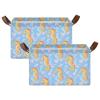 ALAZA Seahorse Cartoon Blue Rectangular Closet Storage Box Storage Bin Basket Storage Cube with Leather Handles Nursery Storage Laundry Hamper 2 Piece view 2