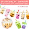 3pcs Bubble Tea Birthday Party Banners Boba Tea Birthday Decorations Gold Glitter Happy Birthday Banner Bubble Mill Tea Cutout Garlands for Baby Shower Supplies view 4