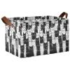 ALAZA Black White Cat Kitten Rectangular Closet Storage Box Storage Bin Basket Storage Cube with Leather Handles Nursery Storage Laundry Hamper 2 Piece view 1